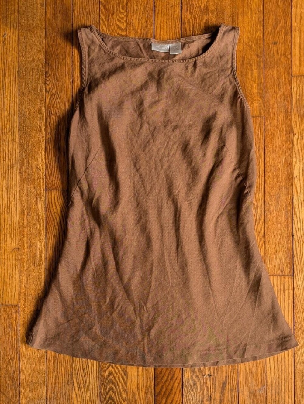 Vintage 90's Y2k Linen Brown Tunic Top Cottagecore Lagenlook
